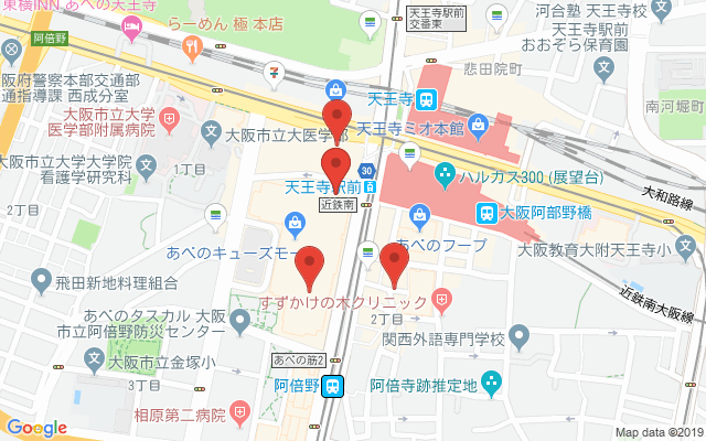 天王寺駅の保険相談窓口のマップ